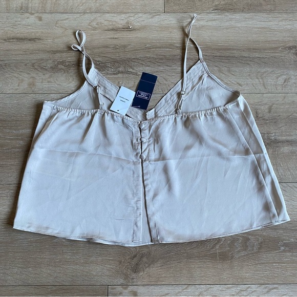 NWT Abercrombie & Fitch satin cami tank slit back adjustable straps sleepwear - Picture 2 of 7